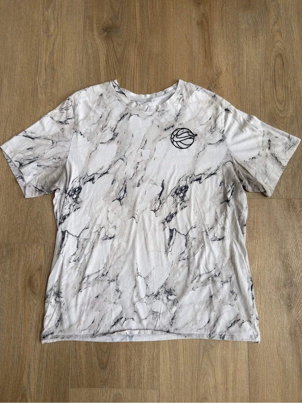 Nike AOP T Shirt Basketball Tee White Marble Short Sleeve Embroidered XL